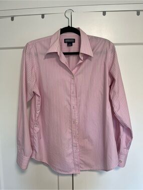 Pink and White Pinstripe Dress Shirt / Button Up Land’s End